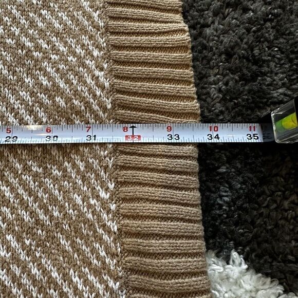 Michael Kors Twill Stitch Turtleneck Poncho Sweater Camel Size XL Tan White - Picture 13 of 13